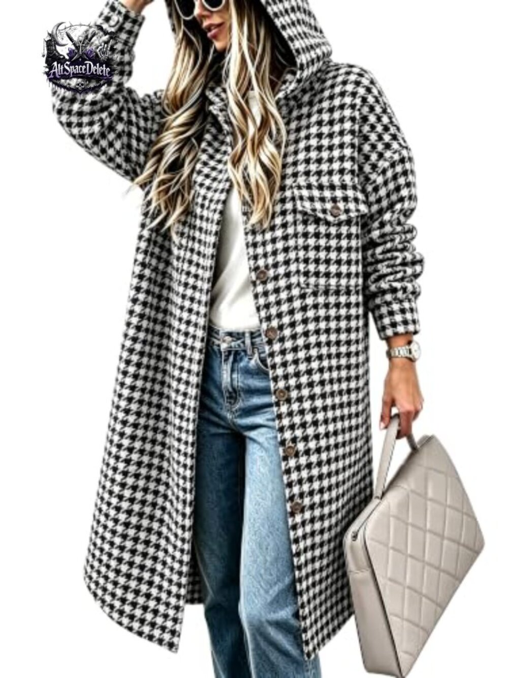 Womens Long Plaid Flannel Hooded Shacket Jacket Button Front Oversized